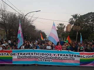 La marcha realizada ayer como parte del Día del Orgullo.