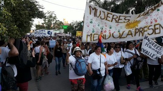 Las mujeres movilizadas en Chaco. Dos colectivos salen par La Plata. (Foto de archivo)